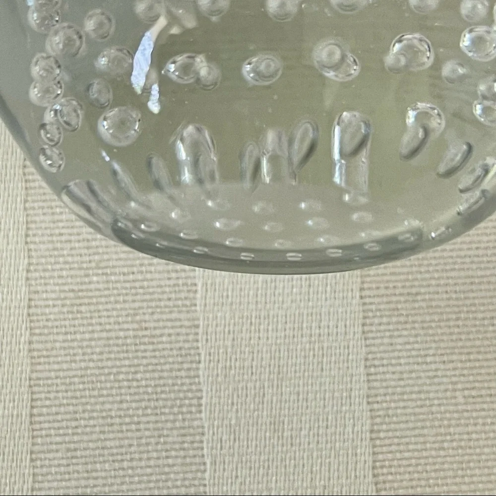 Three Paperweights 2 Vintage Clear Round Glass With Bubbles Murano Style & Bunny - Picture 14 of 16